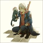  artist_request blue_eyes blue_rose_(gun) cat claws devil_bringer devil_may_cry devil_may_cry_4 lowres male_focus nero_(devil_may_cry) red_queen_(sword) solo sword weapon white_hair 