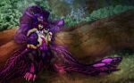 3_fingers 4_arms abdominal_bulge absurd_res antennae_(anatomy) anthro areola arthropod balls bared_teeth biceps big_balls big_breasts big_feet blinking bodily_fluids breasts celestial_being claws deep_penetration detailed_background duo exposed_breasts feathers feet female fingers forked_tongue fur genitals glowing glowing_markings gynomorph hair head_feathers herm hi_res huge_filesize hybrid inner_ear_fluff insect intersex intersex/intersex knot lady_kettuna_of_cuddlealot lepidopteran mane markings membrane_(anatomy) moth multi_arm multi_limb muscular muscular_intersex ninin nipples nude open_mouth orange_pupils paws penetration penile_spines penis pink_body pink_fur pink_markings portal pupils purple_body purple_hair sex size_difference spread_vulva spreading stretched_vagina tail tail_feathers teeth toe_claws tongue tree_stump tuft unknown_species vulva webbed_hands whiskers white_tummy yellow_body yellow_gums zeyoart