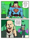 absurd_res anthro bat bat_wings black_bodysuit black_clothing black_nose black_skinsuit blue_eyeshadow bodysuit bonnymama7 breasts catwoman cleavage clothed clothing comic cosplay crossover crossover_cosplay dialogue english_text eyeshadow eyewear eyewear_on_head female fur green_eyes group hi_res human joker_caught_a_pokemon lex_luthor makeup male mammal membrane_(anatomy) membranous_wings one_eye_closed purple_wings rouge_the_bat sega seyelashes skinsuit smile sonic_the_hedgehog_(series) speech_bubble sunglasses sunglasses_on_head superman tan_body tan_fur text tight_clothing trio wearing_sunglasses wings wink
