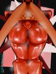 3:4 3d_(artwork) abstract_background absurd_res anthro anus bent_over big_butt blaziken blender_(artwork) bodily_fluids bubble_butt butt digital_media_(artwork) female generation_3_pokemon genitals glistening glistening_body glistening_butt glistening_legs glistening_thighs hands_on_hips hi_res musk nintendo pokemon pokemon_(species) red_body solo sweat tail teknotyk thick_thighs vulva watermark