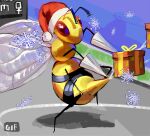 2025 absurd_res ambiguous_gender antennae_(anatomy) arthropod arthropod_webbing austinarts4 beedrill beedrill_string_shot_(meme) big_wings black_stripes christmas christmas_clothing christmas_headwear christmas_present clothing compound_eyes day digital_drawing_(artwork) digital_media_(artwork) female_(lore) female_symbol feral flying gender_symbol generation_1_pokemon gift hat headgear headwear hi_res high-angle_view holidays hud humor insect insect_wings meme midair nintendo outside pokemon pokemon_(species) pokemon_move pokemon_stadium red_eyes redraw santa_hat shitpost snowflake solo stinger string_shot stripes suggestive symbol text three-quarter_view translucent translucent_wings water wings yellow_body