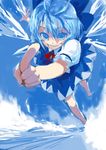  cirno flying kusaka_souji pointing solo touhou water 