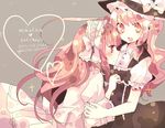  alternate_costume blonde_hair blush character_name dress english hat heart karunabaru kirisame_marisa lolita_fashion long_hair multiple_girls patchouli_knowledge purple_hair touhou witch_hat 