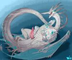 2018 6:5 animal_genitalia animal_penis blue_background blue_crystal blue_membrane claws colored crystal digital_drawing_(artwork) digital_media_(artwork) dragon erection feral flight_rising genitals gradient_background larynkir light lighting long_nails long_tail lying male membrane_(anatomy) morenor mythological_creature mythological_scalie mythology on_back penis ridgeback_dragon ridges rostrum scales scalie shaded signature simple_background solo spikes spikes_(anatomy) tail tailbutt teeth tongue tongue_out white_body white_scales wings yellow_eyes
