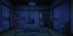  antique_phone bead_curtain beamed_eighth_notes book cabinet carpet crt cup cushion dark drawer dreamcatcher game_asset hanging_light haniwa_(statue) heart highres indoors mirror musical_note no_humans official_art phone rotary_phone saucer scenery sliding_doors sticker teacup teapot television third-party_source totem touhou touhou_lostword 