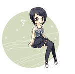  asou_misaki black_hair blush chibi dress fatal_frame fatal_frame_4 hagino_chiyoko lowres short_hair solo thighhighs 