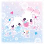  animal animal_focus artist_request blueberry_(magical_very_berry) blush bubble chibi chibi_only commentary_request copyright_notice food fruit hair_ribbon hamster heart heisei_retro highres holding holding_food kamio_japan magical_very_berry merfolk mermaid monster_girl no_humans official_art rabbit raspberry_(magical_very_berry) ribbon second-party_source sparkle strawberry strawberry_(magical_very_berry) yume_kawaii 