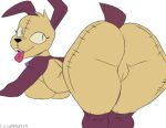 anthro big_breasts big_butt breast_rest breasts butt camel_toe canid canine canis clothing costume crispynecro domestic_dog female gir_(invader_zim) green_body invader_zim looking_at_viewer looking_back looking_back_at_viewer machine mammal nickelodeon robot robot_anthro sketch smile solo stitch_(sewing) tail thick_thighs tongue tongue_out