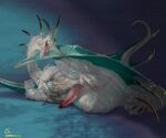 2018 animal_genitalia animal_penis bioluminescence blue_background blue_crystal blue_membrane caustics claws cloaca cloacal_penis colored crystal digital_drawing_(artwork) digital_media_(artwork) dragon erection feral flight_rising genitals glowing gradient_background gradient_penis larynkir light lighting long_nails long_tail lying male membrane_(anatomy) morenor mythological_creature mythological_scalie mythology on_side penis ridgeback_dragon ridges rostrum scales scalie shaded shadow signature simple_background solo spikes spikes_(anatomy) tail teeth tongue tongue_out white_body white_scales wings yellow_eyes