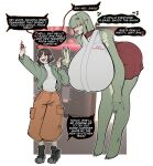 2026 bent_over big_breasts bimbofied black_hair bottomwear breasts clothed clothed_female clothed_human clothed_humanoid clothing dialogue duo english_text female footwear fur generation_1_pokemon generation_4_pokemon gesture green_body green_fur green_hair greeting hair hair_over_eyes hand_gesture hi_res huge_breasts human humanoid humanoid_pointy_ears hyper hyper_breasts larger_humanoid lips mammal nintendo orange_bottomwear orange_clothing orange_pants pants pointy_ears pokemon pokemon_(species) pokemon_humanoid red_bottomwear red_clothing red_skirt rotom rotom_phone shoes size_difference skirt smaller_human snorlax speech_bubble text thevarking thick_lips v_sign