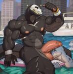 abs absurd_res anthro aquatic ball_lick balls biceps big_balls big_muscles big_penis black_body black_fur bracelet building city deltoids duo erection exhibitionism fangs fin flexing flexing_bicep fur genitals glans grin harbor herr_wozzeck hi_res humanoid_genitalia humanoid_penis jewelry lgbt_pride licking male male/male mammal muscular nude nude_male oral outside penis penis_on_head pinniped pride_colors public public_nudity public_sex sabel_(artist) seal sex smile surfboard tail tail_fin teeth thick_penis thick_tail tongue trapezius triceps vehicle vein veiny_penis watercraft yacht