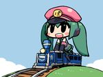  aqua_hair chan_co chibi ground_vehicle hat hatsune_miku locomotive long_hair sitting smile solo steam_locomotive train twintails vocaloid 