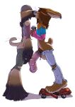 4_toes 5_fingers afghan_hound anthro anthro_on_anthro arm_warmers armwear balls big_balls big_penis biped black_body black_fur blue_bottomwear blue_clothing blue_jeans blue_pants blue_shirt blue_topwear bottomwear brown_body brown_fur brown_hair brown_pubes butt canid canine canis car car_destruction cigarette clothed clothed_anthro clothed_male clothing coffee_cup container countershade_face countershade_feet countershade_fur countershade_tail countershade_torso countershading crushed_car cup denim denim_bottomwear denim_clothing destruction digital_drawing_(artwork) digital_media_(artwork) domestic_dog duo ear_piercing ear_ring erection facial_piercing feet fingers foreskin full-length_portrait fur genitals gideon glans gradient_penis grey_bottomwear grey_clothing grey_pants grind_(gideon) hair hair_over_eye hair_over_eyes hi_res holding_cigarette holding_coffee_cup holding_container holding_cup holding_object huge_balls huge_penis humanoid_hands hunting_dog interspecies jeans kerchief kissing lagomorph leporid long_ears long_hair macro macro_anthro macro_male macro_on_macro male male/male male_anthro mammal multicolored_body multicolored_fur multicolored_hair neckerchief neckwear nose_piercing nose_ring orange_kerchief orange_neckerchief pants penis piercing pink_arm_warmers pink_armwear pink_clothing pink_glans pink_penis plantigrade portrait pubes rabbit retracted_foreskin ring_piercing septum_piercing septum_ring shirt short_tail side_view sighthound simple_background standing standing_on_car tail tail_motion tailwag tan_body tan_fur tan_inner_ear toes topwear torn_bottomwear torn_clothing torn_jeans torn_pants torn_shirt torn_topwear two_tone_body two_tone_fur two_tone_hair vehicle vehicle_destruction vein veiny_penis white_background