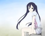  belt casual dancho_(danch) denim denim_shorts k-on! long_hair nakano_azusa shorts sitting solo twintails very_long_hair 