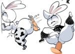 abdominal_bulge anal anal_penetration animal_print anthro arched_back big_butt black_clothing black_footwear black_panties black_shoes black_socks black_sweater black_topwear black_underwear bodily_fluids butt ciavs ciavs_(chracter) clothing cow_print cowprint_leggings cum cum_in_ass cum_inside disembodied_penis drooling duo ejaculation footwear fur genital_fluids genitals holding_leg_up huge_butt lagomorph leaking_cum leporid male male/male mammal motion_lines panties penetration penis rabbit saliva scut_tail shoes short_tail socks solo_focus sweater tail topwear underwear white_body white_fur