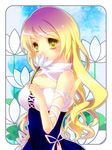  bad_id bad_pixiv_id flower gradient_hair hijiri_byakuren holding holding_flower kaza long_hair lotus multicolored_hair smelling_flower solo touhou yellow_eyes 