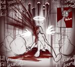 angel anthro bag ccruelangel death failure genitals gore gynomorph hi_res intersex lagomorph leporid mammal penis pool_of_blood rabbit solo suicide trans_(lore) trash_bag vent_art