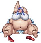 2024 2_horns 5_fingers absurd_res bangs barefoot belly belly_overhang bent_arm big_belly big_breasts black_eyebrows blue_bottomwear blue_cape blue_clothing blue_hair blue_skirt bottomwear breasts brown_eyes cape chubby_cheeks clothed clothed_female clothed_humanoid clothing colored comedii crop_top digital_drawing_(artwork) digital_media_(artwork) english_description eyebrows eyelashes fat_arms feet female female_humanoid fingers footwear fully_clothed fully_clothed_female fully_clothed_humanoid hair hand_on_own_arm hi_res high_heels horn horned_humanoid huge_breasts huge_thighs humanoid humanoid_feet light lighting long_hair looking_at_viewer midriff morbidly_obese morbidly_obese_female morbidly_obese_humanoid multicolored_hair navel not_furry obese obese_female obese_humanoid one_eye_closed one_piece overweight overweight_female overweight_humanoid pink_hair pink_mask plantigrade red_clothing red_footwear red_high_heels shaded shirt shoes simple_background sitting skirt solo straight_arm stretching thick_thighs topwear two_tone_hair ulti_(one_piece) white_background white_clothing white_crop_top white_horn white_topwear wide_hipped_female wide_hipped_humanoid wide_hips