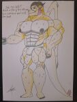 3:4 abs absurd_res anthro biped blue_eyes bodily_fluids briefs bulge clothing detailed_bulge dragon elliot_callios english_text glass hi_res iced_tea male male_anthro married_couple maximonake membrane_(anatomy) membranous_wings muscular muscular_anthro muscular_male mythological_creature mythological_scalie mythology nipples red_body red_scales scales scalie solo sweat text underwear wet_briefs winged_dragon wings yellow_body