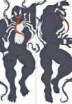 5_fingers 5_toes abs alien alien_humanoid bedding bedding_background biceps big_muscles black_body bodily_fluids butt calf_muscles claws dakimakura dakimakura_design deltoids feet fingers flat_colors hand_behind_head hand_on_leg hand_on_own_leg hand_on_own_thigh hand_on_thigh hi_res humanoid long_tongue looking_back lying male marvel marvel_rivals muscular muscular_humanoid muscular_male not_furry nude obliques on_back on_front open_mouth pecs saliva saliva_on_tongue serratus sharp_teeth soles solo symbiote teeth tendrils toe_claws toes tongue tongue_out venom_(marvel) vhkansfweer