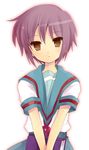  bad_id bad_pixiv_id bangs book hijiki_(hijikini) kita_high_school_uniform nagato_yuki purple_hair school_uniform serafuku short_hair solo suzumiya_haruhi_no_yuuutsu yellow_eyes 