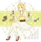  bad_id bad_pixiv_id blonde_hair blue_eyes casual engrish fashion hair_ornament hair_ribbon hairclip high_heels kagamine_rin legs polka_dot polka_dot_legwear ranguage ribbon shikanaka shoes short_hair sitting skirt socks solo vocaloid 