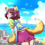  animal_ears anyamal_tantei_kirumin_zoo blush bow crab fox_ears fox_tail miyabe_kasumi multicolored_hair paws purple_eyes purple_hair shimetta_seiya short_hair solo tail tears 