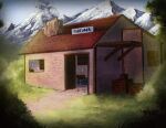 2014 absurd_res box building chimmey container crate detailed_background dirt english_description english_text furniture graas hi_res mountain open_window path plant shrub sign smoke spacesmilodon table text window zero_pictured