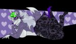absurd_res anthro canid canine canis clothing colored_nails english_text female fishnet_clothing five_nights_at_freddy's five_nights_at_freddy's:_security_breach footwear fur green_hair green_nails grey_hair hair hi_res high_heels hooked_on_heel_(trend) lipstick makeup mammal mature_female nails one_shoe_on purple_body purple_fur purple_lipstick rox_lanky roxanne_wolf scottgames shoes solo steel_wool_studios tail text wolf yellow_eyes