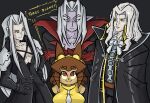 2026 alucard_(castlevania) anthro artist_name black_background black_clothing black_gloves black_handwear blonde_hair bow_(feature) breasts brown_body brown_eyebrows brown_fur brown_hair brown_tail castlevania cloak clothed clothing dialogue digital_drawing_(artwork) digital_media_(artwork) domestic_cat dusk_(gameoverse) english_text eyebrow_through_hair eyebrows eyewear eyewear_on_head felid feline felis female female_anthro final_fantasy final_fantasy_vii frown fur gameoverse glitch_productions gloves goggles goggles_on_head group hair hands_on_hips handwear hi_res human kit_bodega konami leather leather_clothing long_hair looking_down looking_down_at_another looking_up male mammal pink_eyes purple_body red_clothing red_eyes red_gloves red_handwear sephiroth_(final_fantasy_vii) short_hair shoulder_pads simple_background size_difference smile snoutless square_enix standing surrounded tail text topwear translucent translucent_hair vampire vampire_costume whiskers white_hair yellow_clothing yellow_eyes yellow_topwear