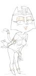 2026 accessory anklet anthro armlet bracelet circlet claws clothed clothing clothing_pull dbaru domestic_cat egyptian eyelashes felid feline felis felix_the_cat_(series) female full-length_portrait furgonomics hi_res jewelry lips looking_at_viewer mammal monochrome panties panty_pull pectoral_(jewelry) pharaoh_felina portrait raised_clothing raised_topwear ring seductive solo standing stubby_legs tail tail_accessory tail_jewelry topwear underwear underwear_pull