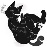 1:1 3_toes anthro ball balls balls_outline bent_legs big_butt black_body black_ears black_fur bound bubble_butt bulge butt cat_tail chain chain_chomp chain_leash chained chompat_(uh_demon) curled detailed_bulge domestic_cat feet felid feline felis femboy foot_focus footprint fur genital_outline genitals ghost grin hi_res huge_butt leash legs_up living_tail male mammal mario_bros nintendo pawpads pawprint paws pointy_ears round_head smile smiling_at_viewer smug_face solo spirit tail thick_thighs toes uh_demon unusual_anatomy unusual_tail wide_hips
