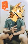 2023 anthro canid canine cellphone clothed clothed_male clothing dudenahuel electronics fully_clothed fully_clothed_male fur holding_cellphone holding_object holding_phone holding_smartphone human human_arms male mammal maned_wolf nahuel_(dudenahuel) phone photo real selfie shirt smartphone solo topwear yellow_body yellow_fur
