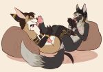 anthro areola breasts canid canine colored digital_drawing_(artwork) digital_media_(artwork) duo erection feet female flat_colors foot_fetish foot_grab foot_lick freckled_face freckles fur genitals hair hi_res knot knotted_penis licking male male/female mammal medium_breasts multicolored_body multicolored_fur nikea_(sheppardsd) nipples nude open_mouth pawpads paws penis pink_areola pink_nipples pink_pawpads simple_background snout sunnypony tail tongue tongue_out vulva