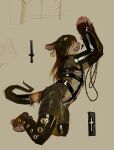 absurd_res american_opossum andromorph anthro beads bodily_fluids braces bren_(mourph) chastity_device clothing cross ear_piercing facial_piercing furgonomics hair hair_over_eyes hi_res intersex kneeling legwear long_hair mammal markings marsupial mastectomy_scar mourph nose_piercing piercing prayer_beads rosary scar septum_piercing sketch striped_body striped_markings striped_tail stripes sweat sweatdrop tail tail_clothing tail_markings tail_sleeve thigh_highs