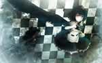  black_hair black_wings camera checkered checkered_background hat highres looking_at_viewer murasin parody red_eyes serious shameimaru_aya short_hair skirt solo style_parody thighhighs tokin_hat touhou wallpaper wings zettai_ryouiki 