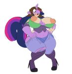 2026 big_breasts bottomwear breasts brown_hair clothing digital_media_(artwork) equid equine eyewear female fishnet_clothing fishnet_legwear footwear friendship_is_magic glasses hair hasbro high_heels horn human human_to_anthro legwear looking_down mammal my_little_pony mythological_creature mythological_equine mythology navel nipples pants purple_hair robertge shoes simple_background solo species_transformation standing surprised tail transformation twilight_sparkle_(mlp) unicorn white_background