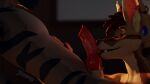 16:9 3d_(artwork) 4k absurd_res animal_genitalia animal_penis anthro balls blender_(artwork) blender_cycles_(artwork) blurred_background canid canine canine_genitalia canine_penis canines_(teeth) canis cayenne_(cayennecoyote) coyote digital_media_(artwork) duo ear_piercing ear_ring gauged_ear genitals hand_on_side hi_res huge_filesize hyena knot knotted_penis leaning leaning_backward licking light male male/male mammal markings nude oral penile penis penis_lick piercing ring_piercing sex sheath smile striped_markings stripes sunlight tongue tongue_on_penis widescreen yot3_(artist)