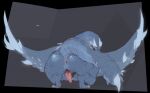 2021 animal_genitalia animal_penis anus bent_over bixiekz blue_stripes butt capcom claws colored feral flying_wyvern genital_slit genitals gradient_penis grey_background grey_body grey_scales larynkir_(character) looking_back male monster_hunter penis presenting presenting_hindquarters scales scalie simple_background slightly_chubby solo spiked_tail spikes spikes_(anatomy) striped_body stripes tail thick_thighs tigrex wing_spikes wings yellow_eyes zenith_tigrex