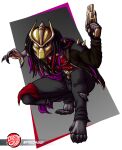 action_pose alien alpha_channel armor bottomwear chain claws clothing crouching dave_(janek5) denim denim_bottomwear denim_clothing dreadlock_cuffs dreadlocks finger_claws fingerless_gloves fishnet_clothing gloves gold-trimmed_clothing gold_(metal) gold_jewelry gun hair hair_dye handgun handwear headgear helmet hi_res jacket jeans jewelry long_hair mask nylon_stockings one_eye_obstructed pants pauldron pose predaguy predator_(franchise) ranged_weapon shirt spiked_pauldron spikes tied_clothing toe_claws topwear torn_bottomwear torn_clothing torn_pants torn_shirt torn_topwear weapon yautja
