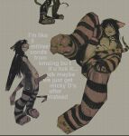 american_opossum anthro balls bite bren_(mourph) collar collar_only dithering facial_piercing feet foot_focus genitals hair hair_over_eyes holding_leg holding_own_leg humanoid_genitalia humanoid_penis male mammal markings marsupial mourph multi_nipple nipple_covers nipples nose_piercing nude penis piercing pubes septum_piercing solo standing striped_legs striped_markings striped_tail stripes tail tail_between_legs tail_markings text tongue tongue_bite tongue_out