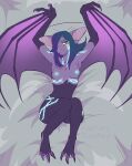 2026 anthro areola bat bent_legs blue_areola blue_nipples blush breasts claws collarbone colored colored_sketch digital_drawing_(artwork) digital_media_(artwork) female flat_colors green_eyes hair hair_over_eye hi_res knock-kneed long_hair looking_at_viewer mammal medium_breasts membrane_(anatomy) membranous_wings navel nipples nude raised_arms sketch slim smile solo sunnypony wings