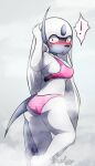 4:7 absol anthro blush bottomwear bra breasts clothed clothing female female_anthro fredory generation_3_pokemon looking_back medium_breasts nintendo panties pattern_bottomwear pattern_clothing pattern_panties pattern_underwear pink_bra pink_clothing pink_panties pink_underwear pokemon pokemon_(species) rear_view solo striped_bottomwear striped_clothing striped_panties striped_underwear stripes surprised underwear underwear_only