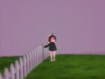 3_toes 4:3 4_fingers absurd_res ahoge anthro barefoot bottomless bottomless_female clothed clothing e254e eye_bags feet female fence fingers grass hair hi_res lagomorph leporid mammal nona_(e254e) pear-shaped_figure picket_fence plant purple_sky rabbit short_hair sky sweater toes topwear turtleneck wide_hips wide_shot