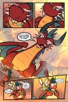 2026 2:3 2_horns 5_panel_comic absurd_res ambiguous_gender balloon balloon_with_face biped black_nose black_text bodily_fluids brown_body canid canine claws comic dialogue dragon english_text eyebrows female_(lore) feral finger_claws floating fox gold_(metal) green_eyes green_text group hi_res horn inflatable kobold larger_male looking_at_another male mammal motion_lines mouth_closed mythological_creature mythological_scalie mythology nervous nervous_sweat open_mouth page_number pupils question_mark roko_kirihoko saida scalie sharp_teeth signature size_difference smaller_ambiguous smoke sound_effects speech_bubble standing sweat sweatdrop tail talking_to_another teeth text toe_claws tongue toony trio vehicle virmir wagon white_sclera white_text wings