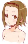  brown_eyes brown_hair face ha-ru hairband k-on! short_hair simple_background solo tainaka_ritsu upper_body 