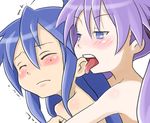  bad_id bad_pixiv_id blue_eyes blue_hair blush closed_eyes dorinko ear_licking eargasm face hair_ribbon hiiragi_kagami hug hug_from_behind izumi_konata licking long_hair lucky_star mole mole_under_eye multiple_girls purple_hair ribbon simple_background tongue trembling tsurime twintails yuri 