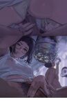  1boy 1girl :q absurdres anus armpit_hair blunt_bangs bottle clothing_aside covered_nipples drinking female_pubic_hair girl_on_top glasses grabbing_another's_penis guided_penetration hetero highres holding holding_bottle indoors just_the_tip licking_lips male_pubic_hair mole mole_on_ass multiple_views original panties panties_aside penis plastic_bottle pubic_hair pussy pussy_juice sex shirt short_hair short_sleeves straddling sunny_bitch sweat tongue tongue_out underwear vaginal water_drop white_shirt 