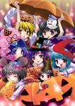  :p animal_ears black_hair blonde_hair blue_eyes candy candy_cane cheese cloud eating everyone food ghost gradient_hair grey_hair halloween hat heterochromia hijiri_byakuren holding holding_candy_cane hood houjuu_nue jack-o'-lantern karakasa_obake kumoi_ichirin long_hair mouse mouse_ears multicolored_hair multiple_girls murasa_minamitsu nazrin party_hat pumpkin purple_eyes purple_umbrella red_eyes sailor sailor_collar sailor_hat shawl shinogiri_zun short_hair swiss_cheese tatara_kogasa tongue tongue_out toramaru_shou touhou umbrella unzan witch_hat yellow_eyes 