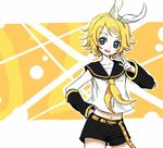  apupu aqua_eyes blonde_hair kagamine_rin short_hair solo vocaloid 